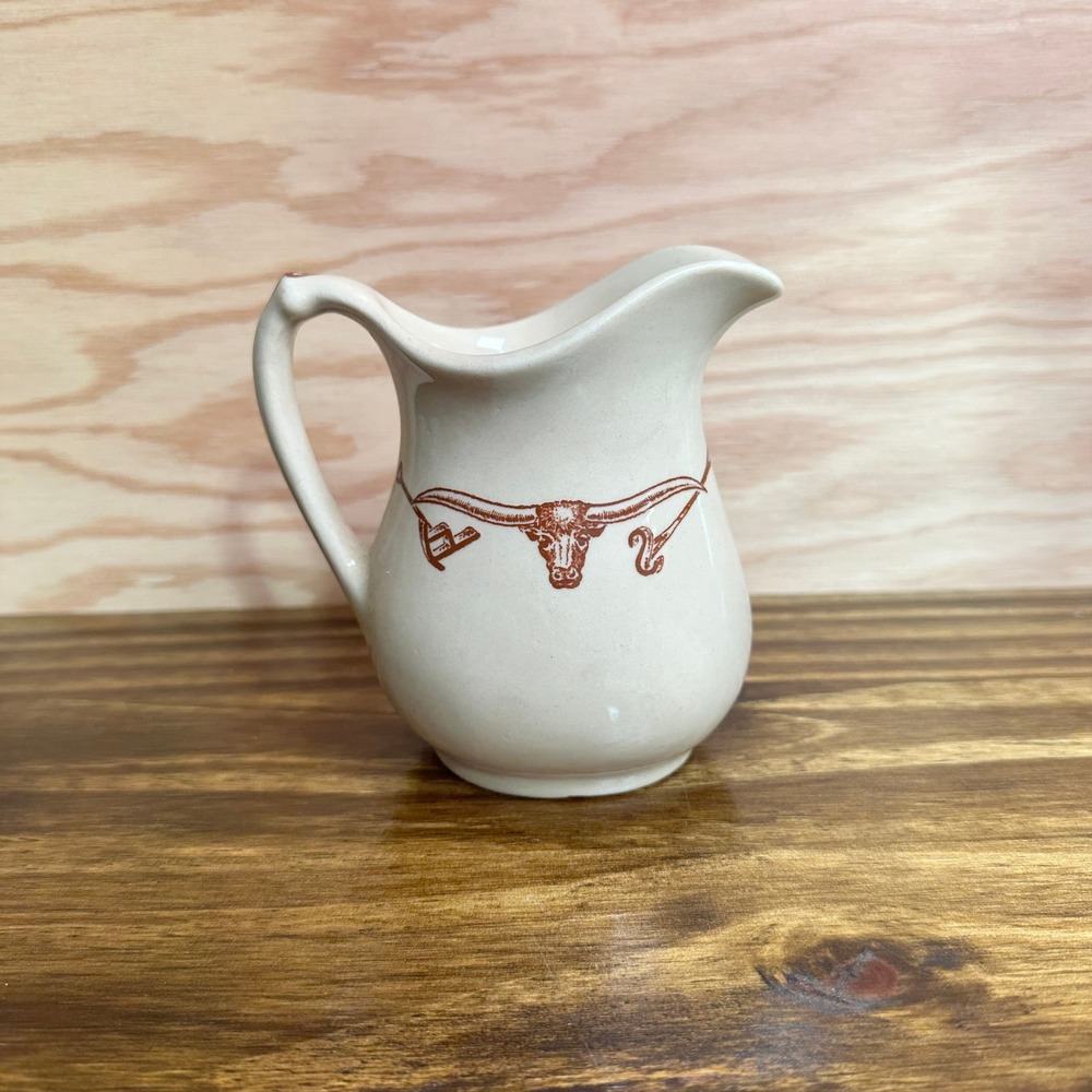 Vintage Wallace China Westward Ho Longhorn Creamer Pitcher Brown Tan 12-S